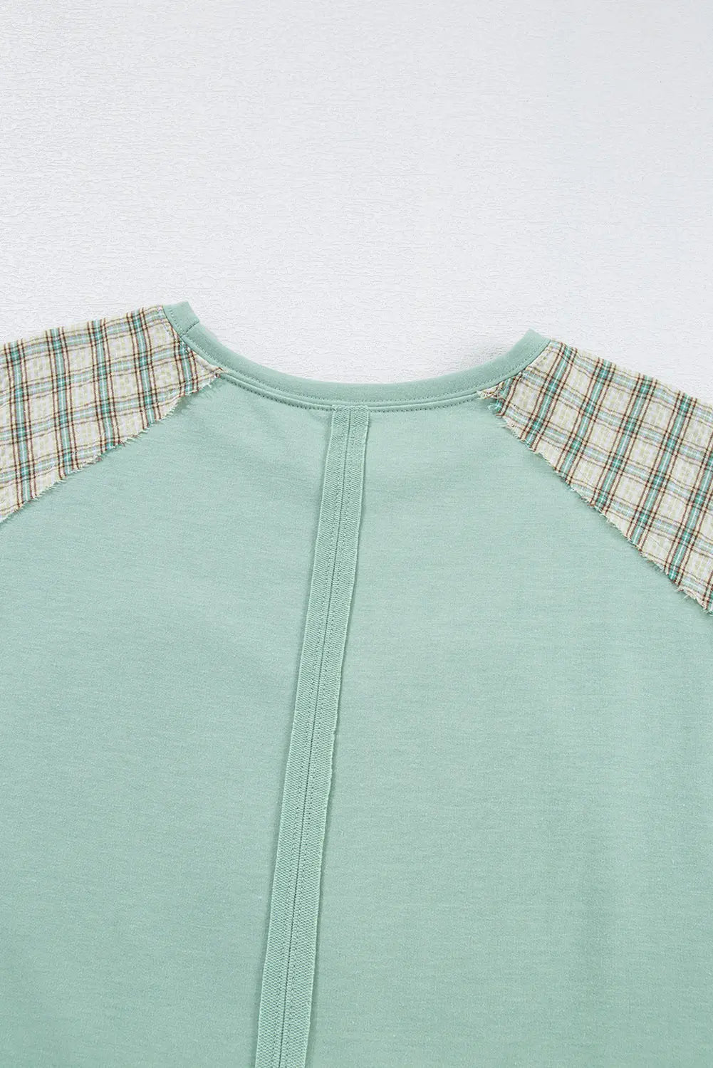 Clearly Aqua Plaid Floral Peace Heart Graphic Wide Long Sleeve Top - eAura