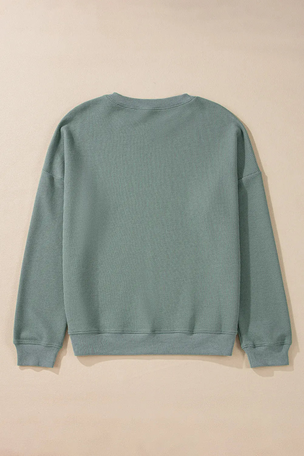 Clearly Aqua Waffle Knit Drop Shoulder V Neck Top Beagle Boutique Fashion Outlet