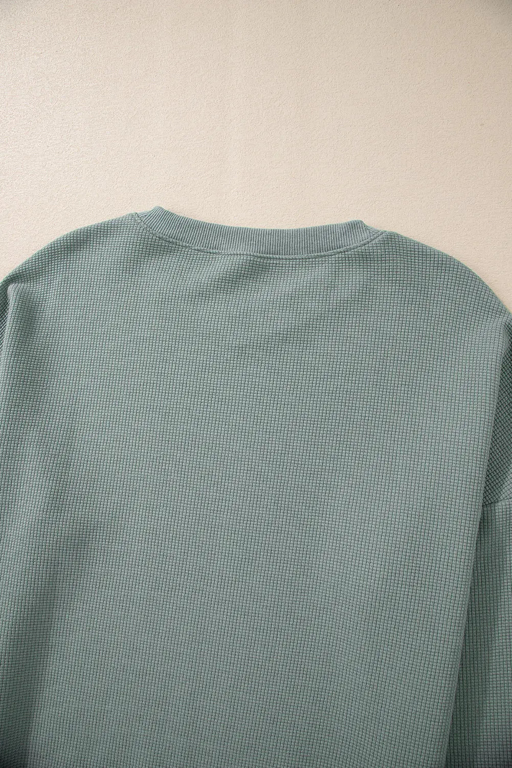 Clearly Aqua Waffle Knit Drop Shoulder V Neck Top Beagle Boutique Fashion Outlet