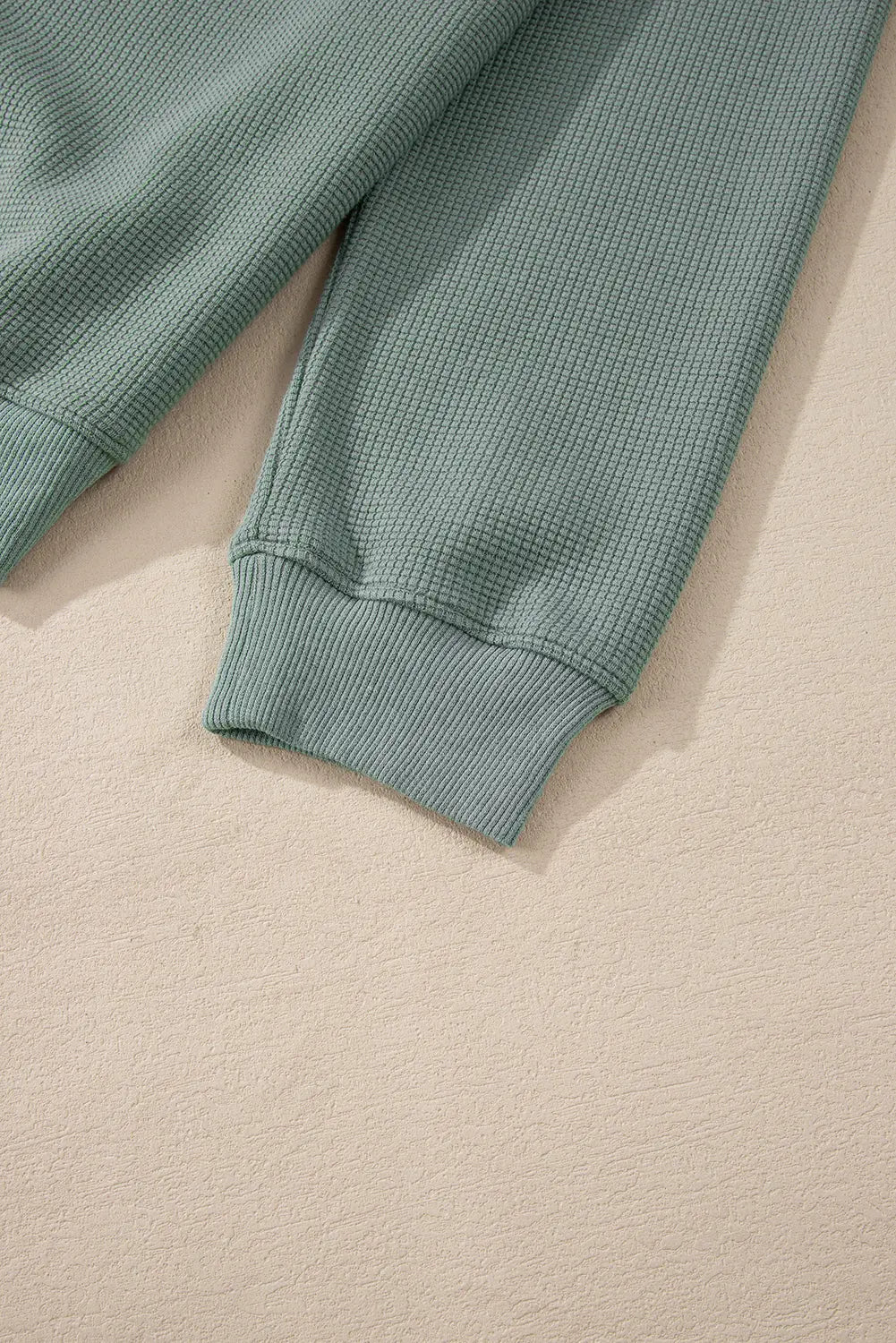 Clearly Aqua Waffle Knit Drop Shoulder V Neck Top Beagle Boutique Fashion Outlet