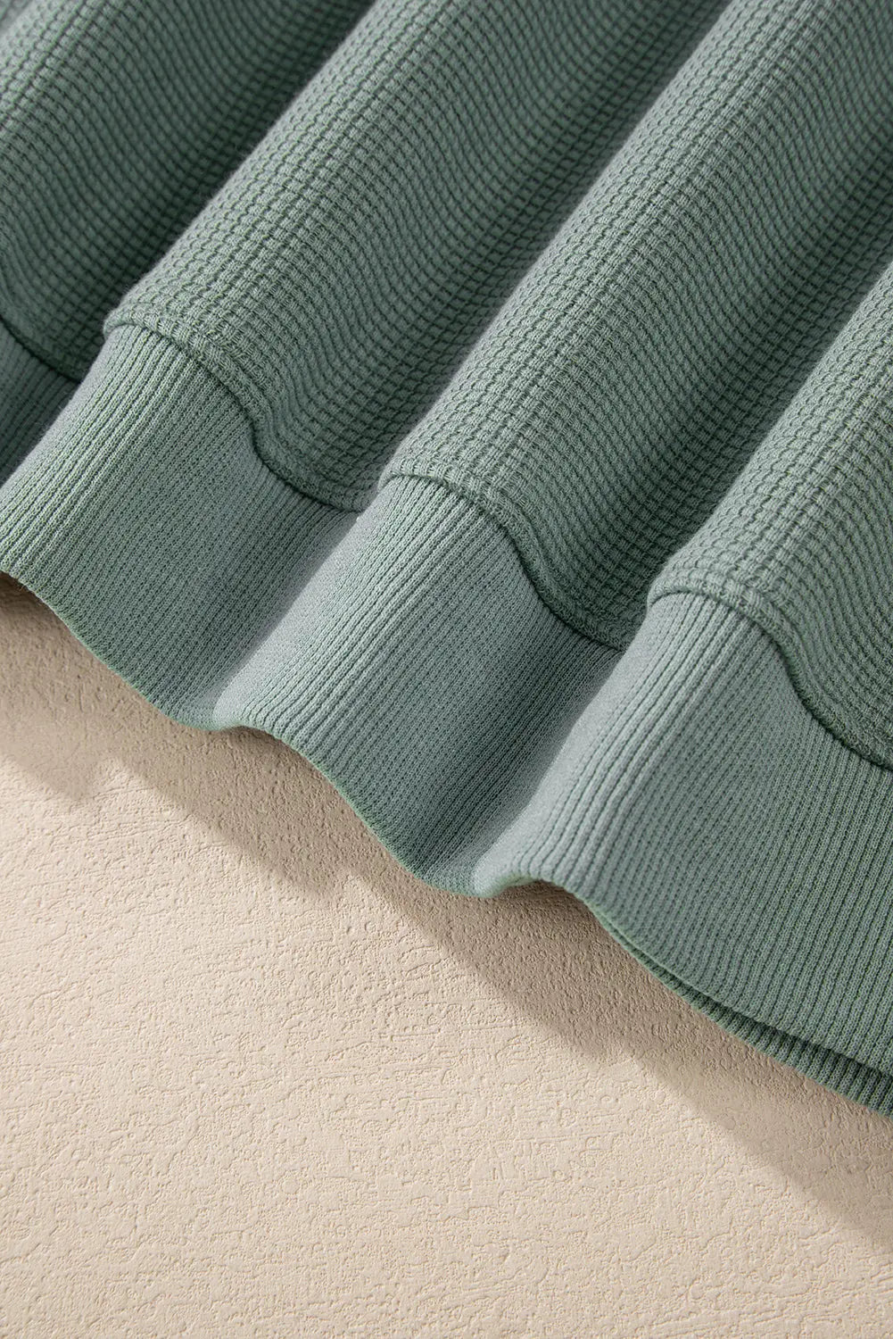 Clearly Aqua Waffle Knit Drop Shoulder V Neck Top - eAura