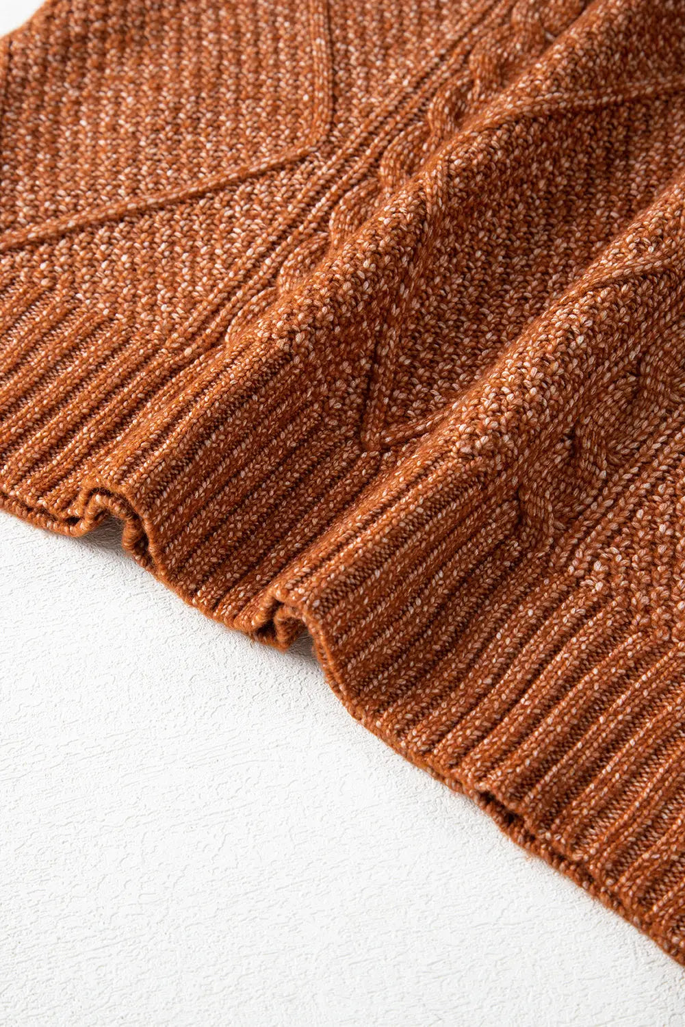 Coffee Cable Knit Drop Shoulder Loose Fit Sweater Dress Beagle Boutique Fashion Outlet