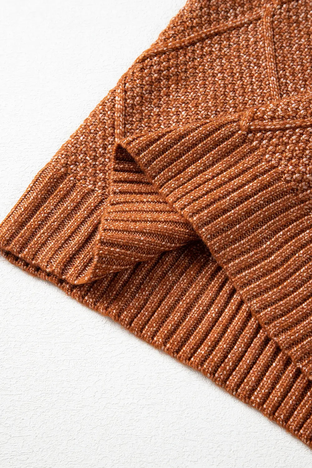 Coffee Cable Knit Drop Shoulder Loose Fit Sweater Dress Beagle Boutique Fashion Outlet