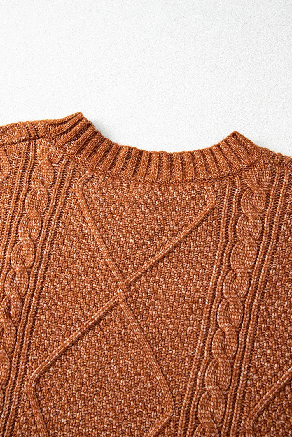 Coffee Cable Knit Drop Shoulder Loose Fit Sweater Dress Beagle Boutique Fashion Outlet
