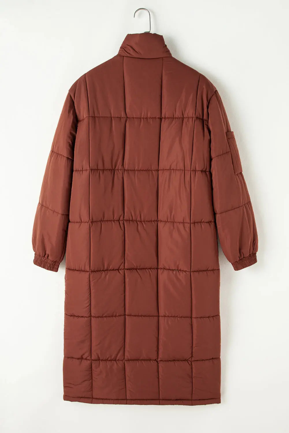 Coffee Quilted Puffer Stand Neck Zipped Mid-length Coat Beagle Boutique Fashion Outlet