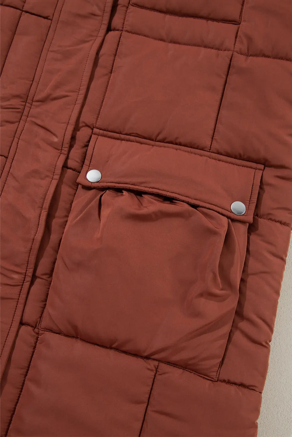 Coffee Quilted Puffer Stand Neck Zipped Mid-length Coat Beagle Boutique Fashion Outlet