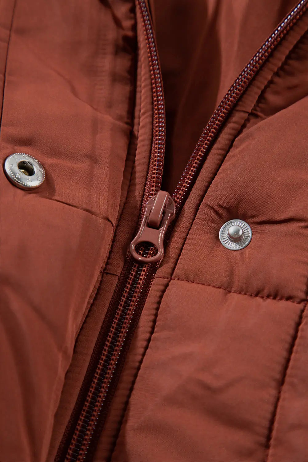 Coffee Quilted Puffer Stand Neck Zipped Mid-length Coat Beagle Boutique Fashion Outlet