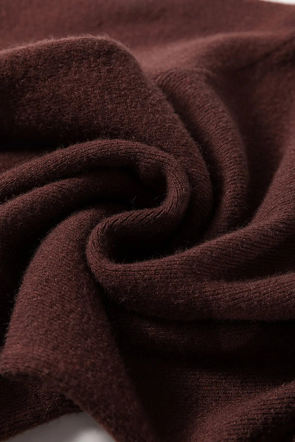 Coffee Slim Fit Mock Neck Side Slit Sweater Dress - eAura