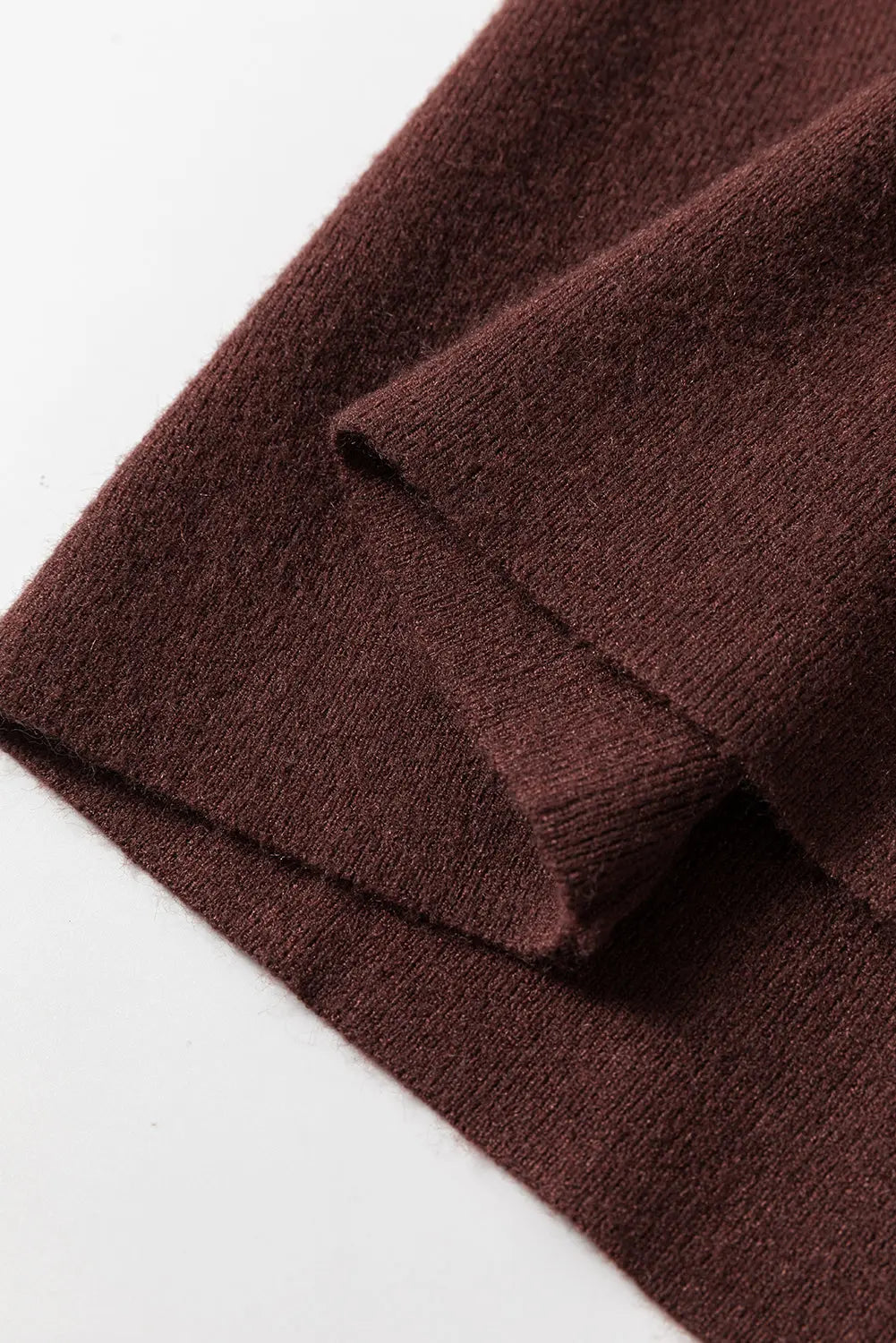 Coffee Slim Fit Mock Neck Side Slit Sweater Dress - eAura