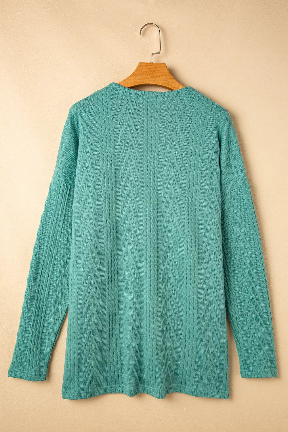 Coffee  Solid Textured Open Front Cardigan with Pocket Beagle Boutique Fashion Outlet