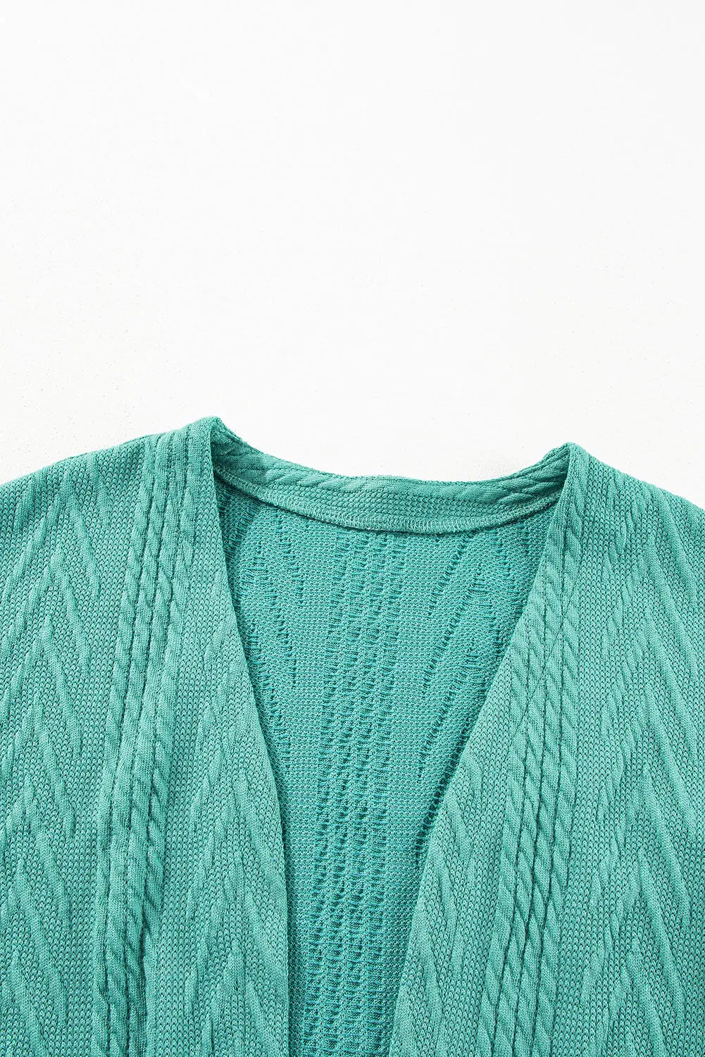 Coffee  Solid Textured Open Front Cardigan with Pocket Beagle Boutique Fashion Outlet