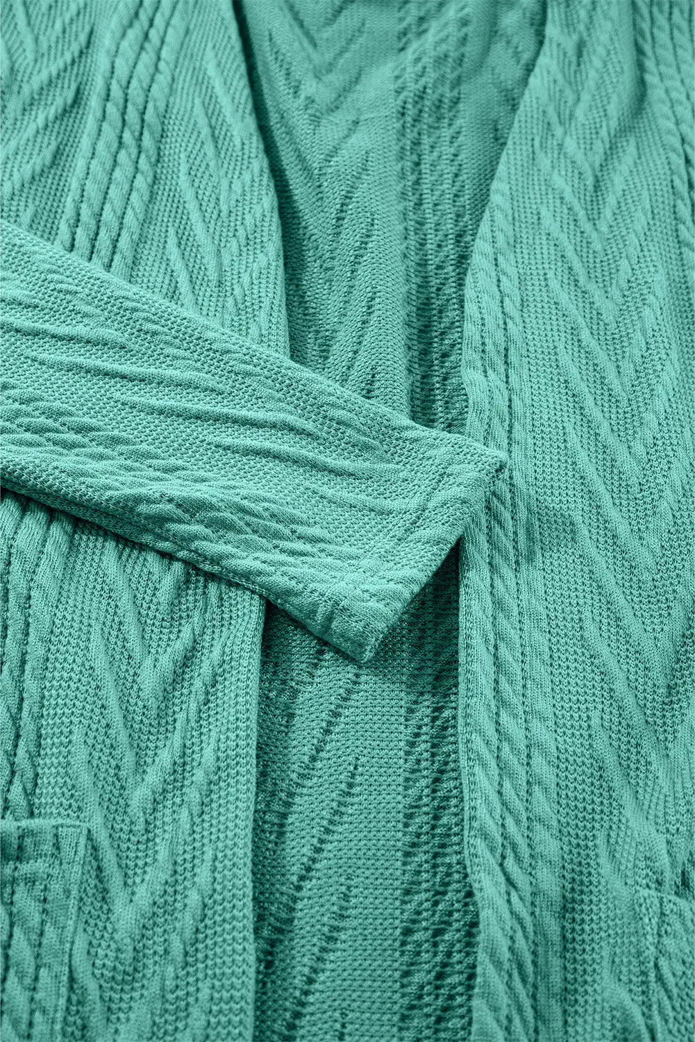 Coffee  Solid Textured Open Front Cardigan with Pocket - eAura