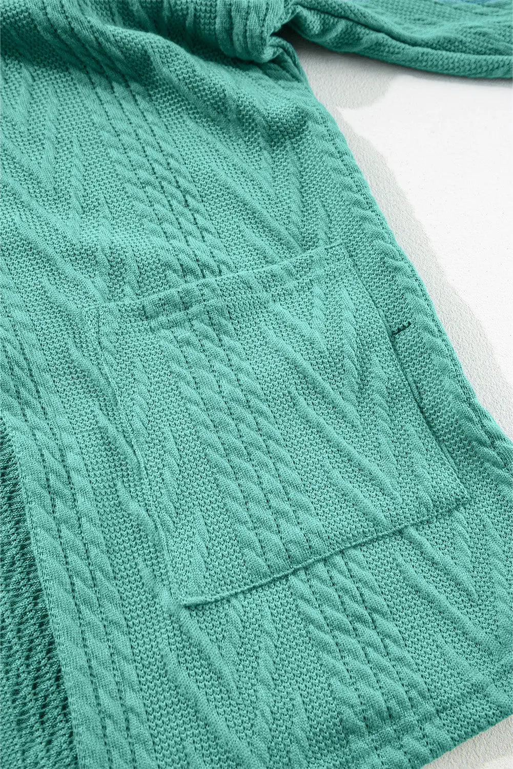 Coffee  Solid Textured Open Front Cardigan with Pocket - eAura