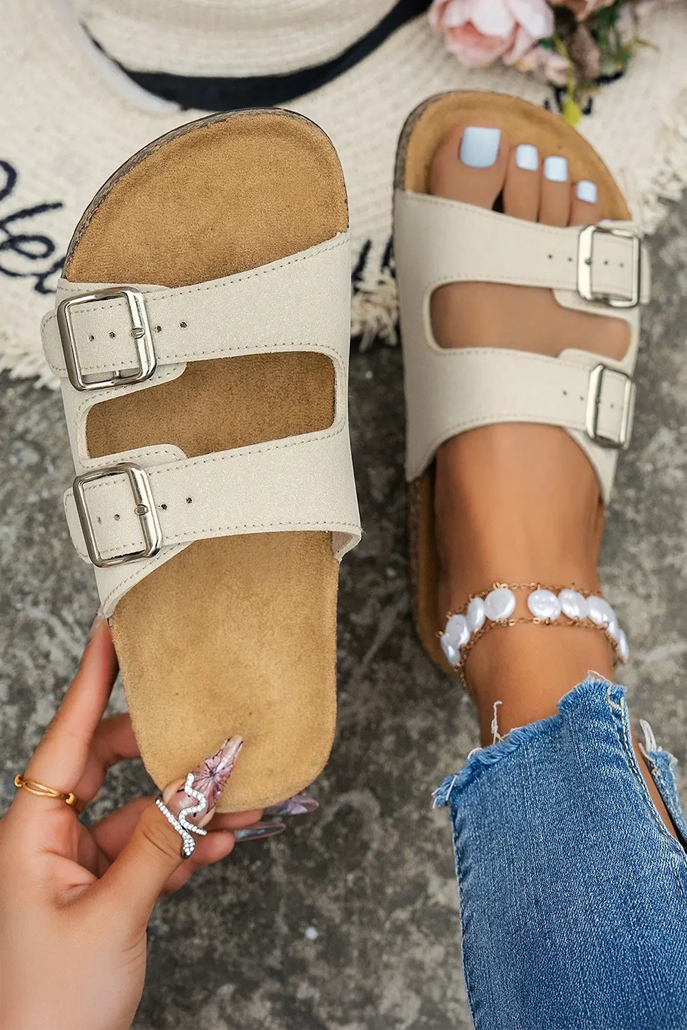 Coffee Vintage Double Buckle Comfortable Sandals - eAura