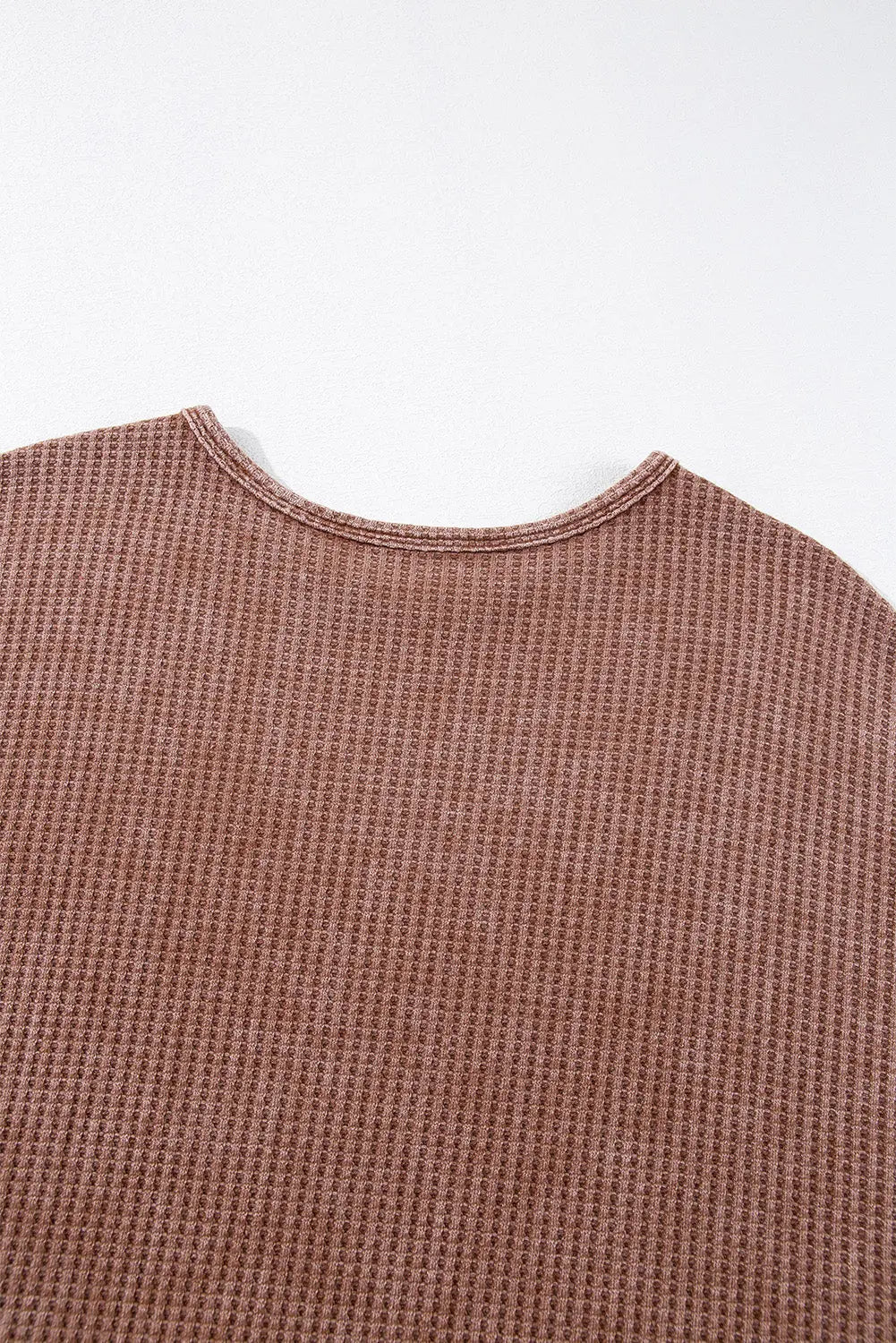Coffee Waffle Knit Fringed High Low Loose Top Beagle Boutique Fashion Outlet