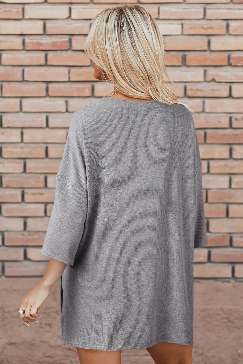 Colour black Solid Colour Loose Tunic Top and Slim Shorts Set Beagle Boutique Fashion Outlet