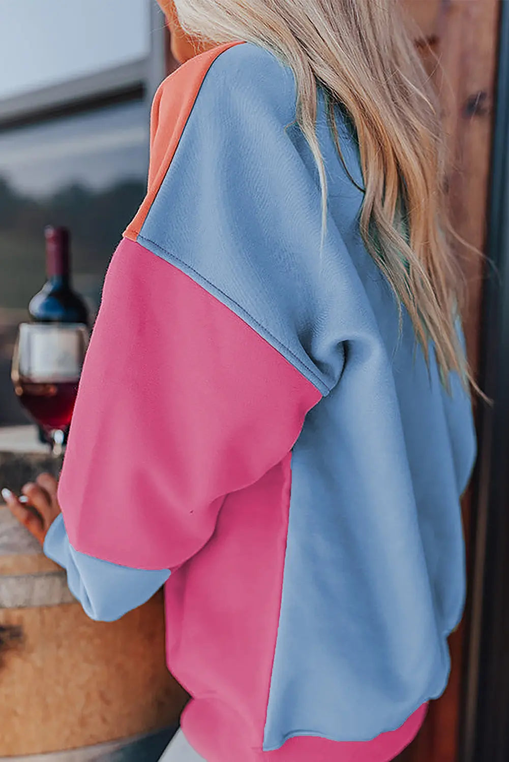 Meadow Mauve Colourblock Patchwork Drop Shoulder Sweatshirt - BB Fashion Outlet