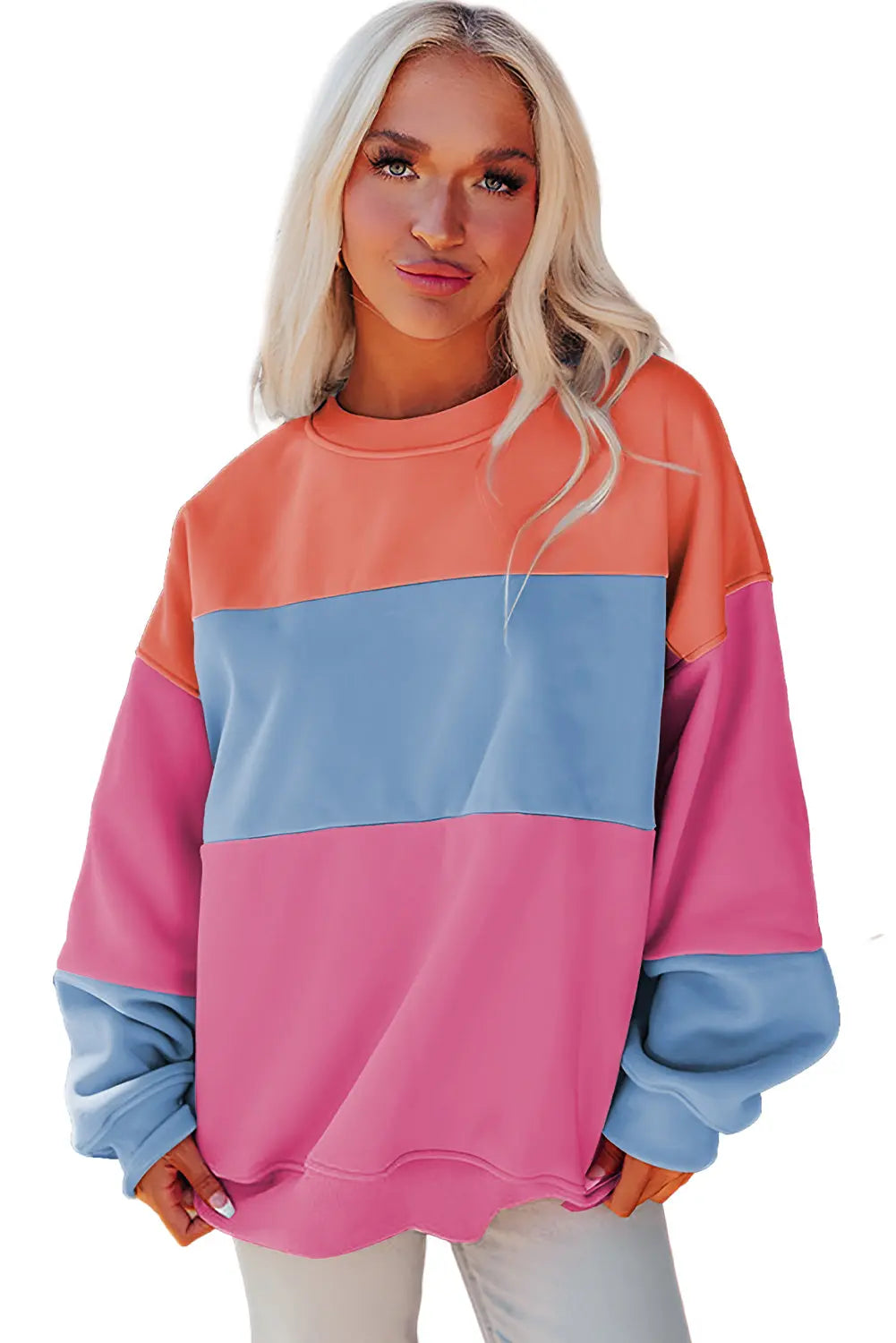 Meadow Mauve Colourblock Patchwork Drop Shoulder Sweatshirt - BB Fashion Outlet