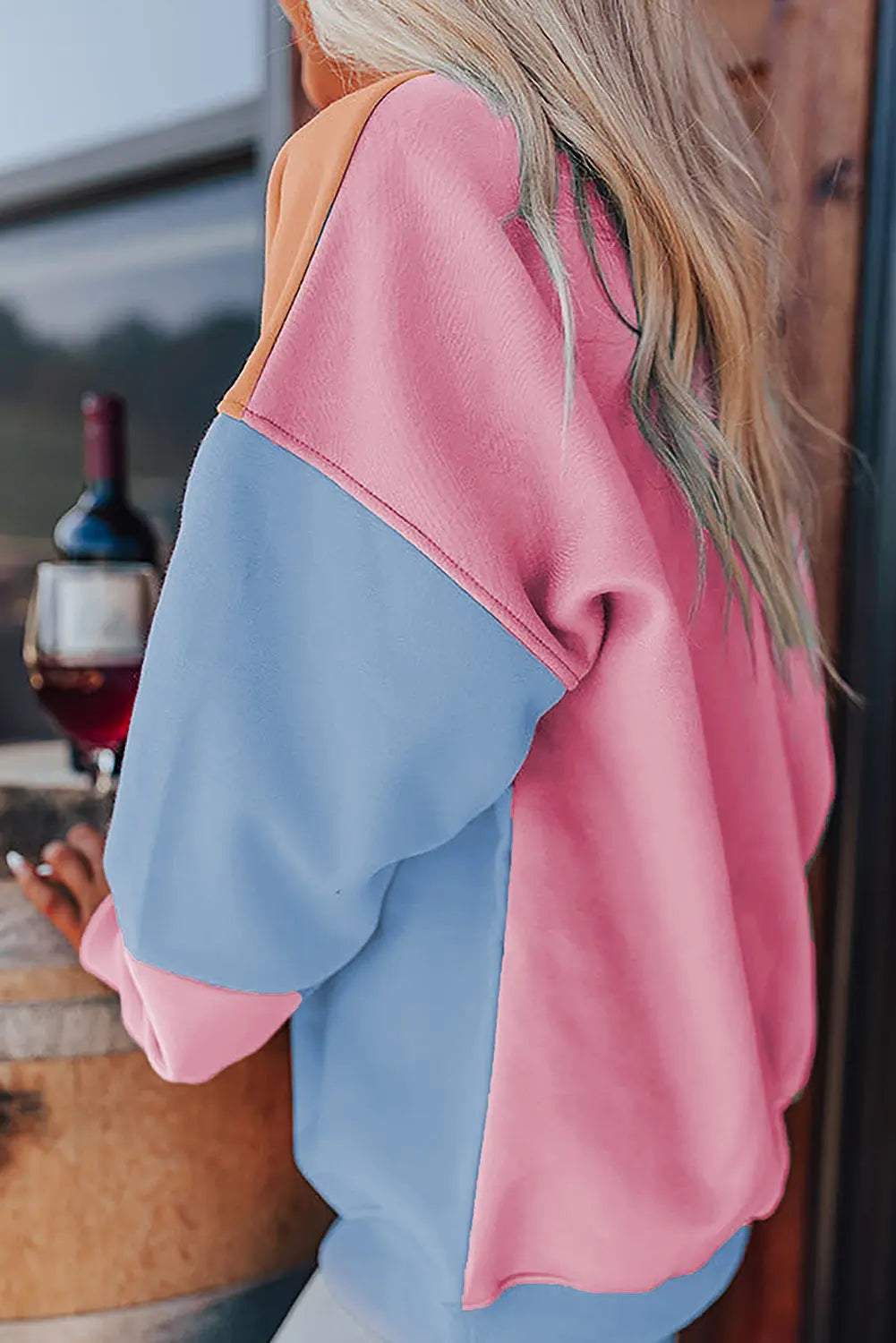 Meadow Mauve Colourblock Patchwork Drop Shoulder Sweatshirt - BB Fashion Outlet