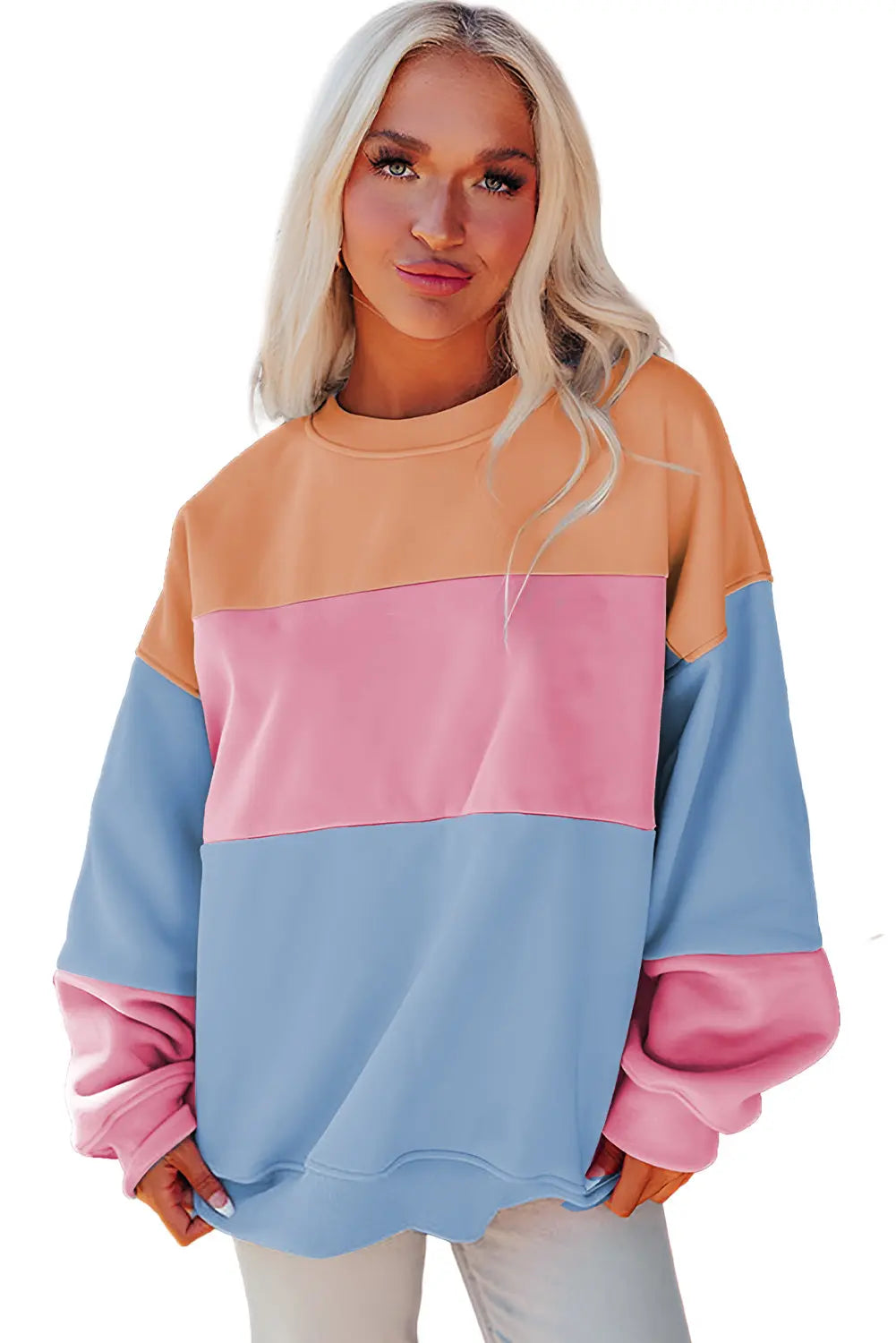 Meadow Mauve Colourblock Patchwork Drop Shoulder Sweatshirt - BB Fashion Outlet
