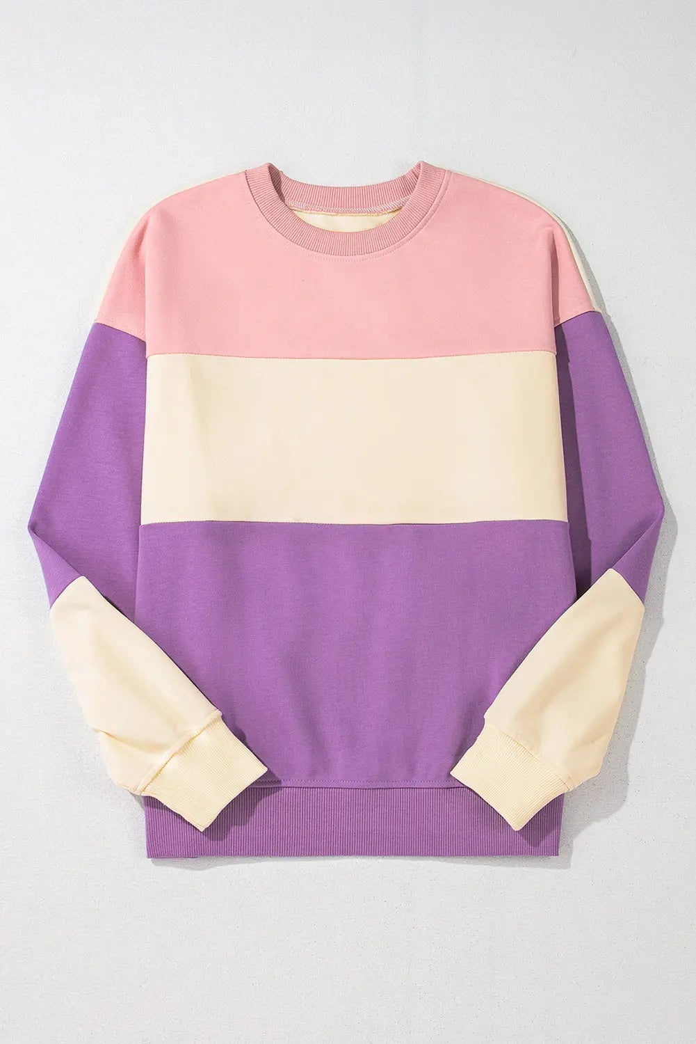Meadow Mauve Colourblock Patchwork Drop Shoulder Sweatshirt - BB Fashion Outlet