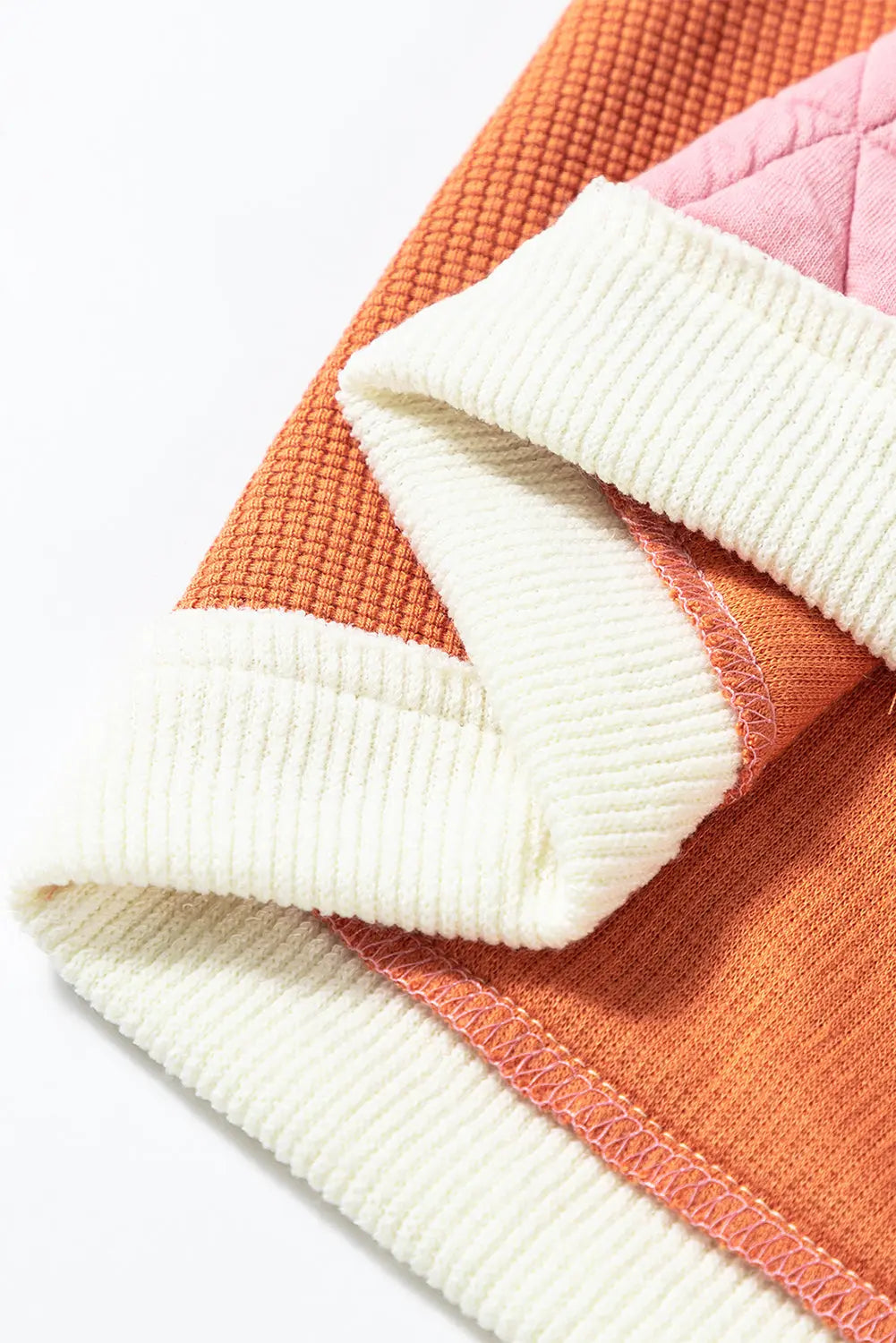 Coral Quilted Textured Patchwork Loose Fit Hooded Jacket - eAura