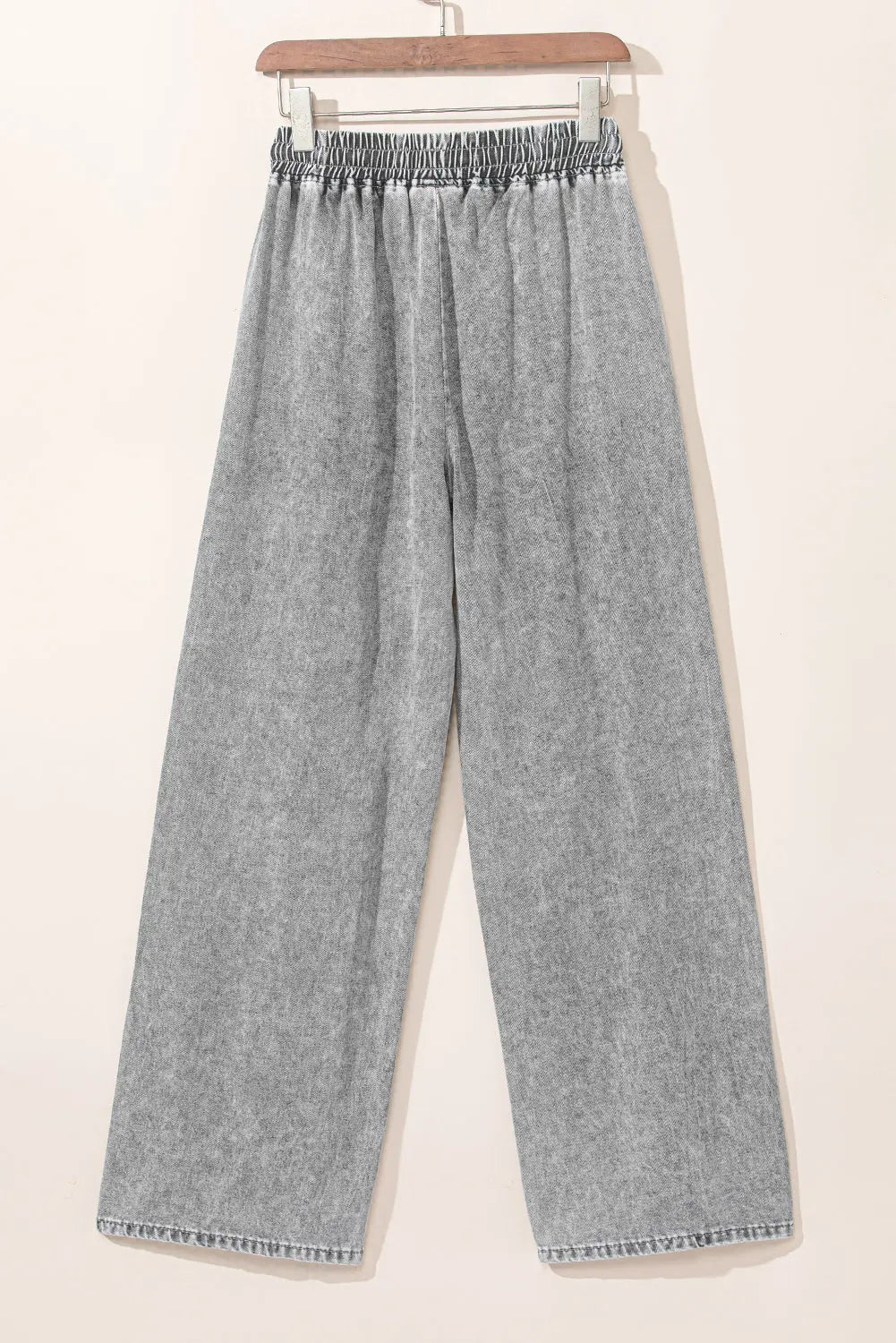 Dark Blue Drawstring Elastic Waist Wide Leg Jeans eAura