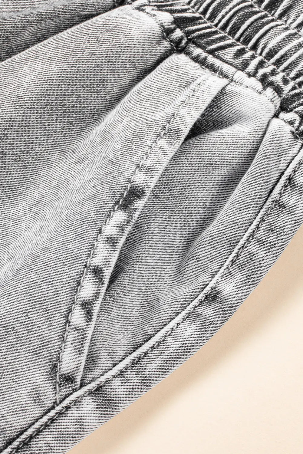 Dark Blue Drawstring Elastic Waist Wide Leg Jeans eAura