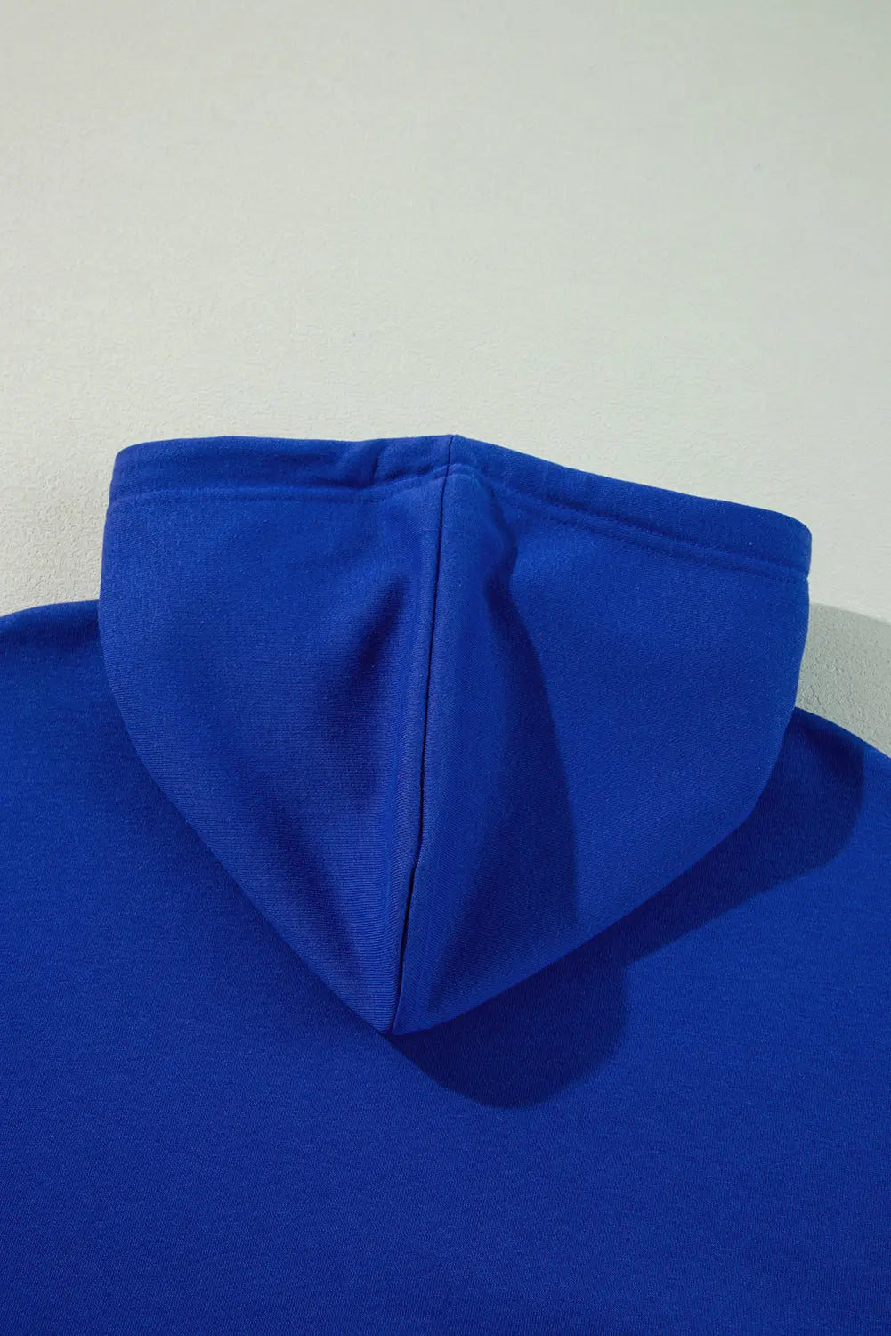 Dark Blue Solid Drop Shoulder Drawstring Cropped Hoodie - BB Fashion Outlet