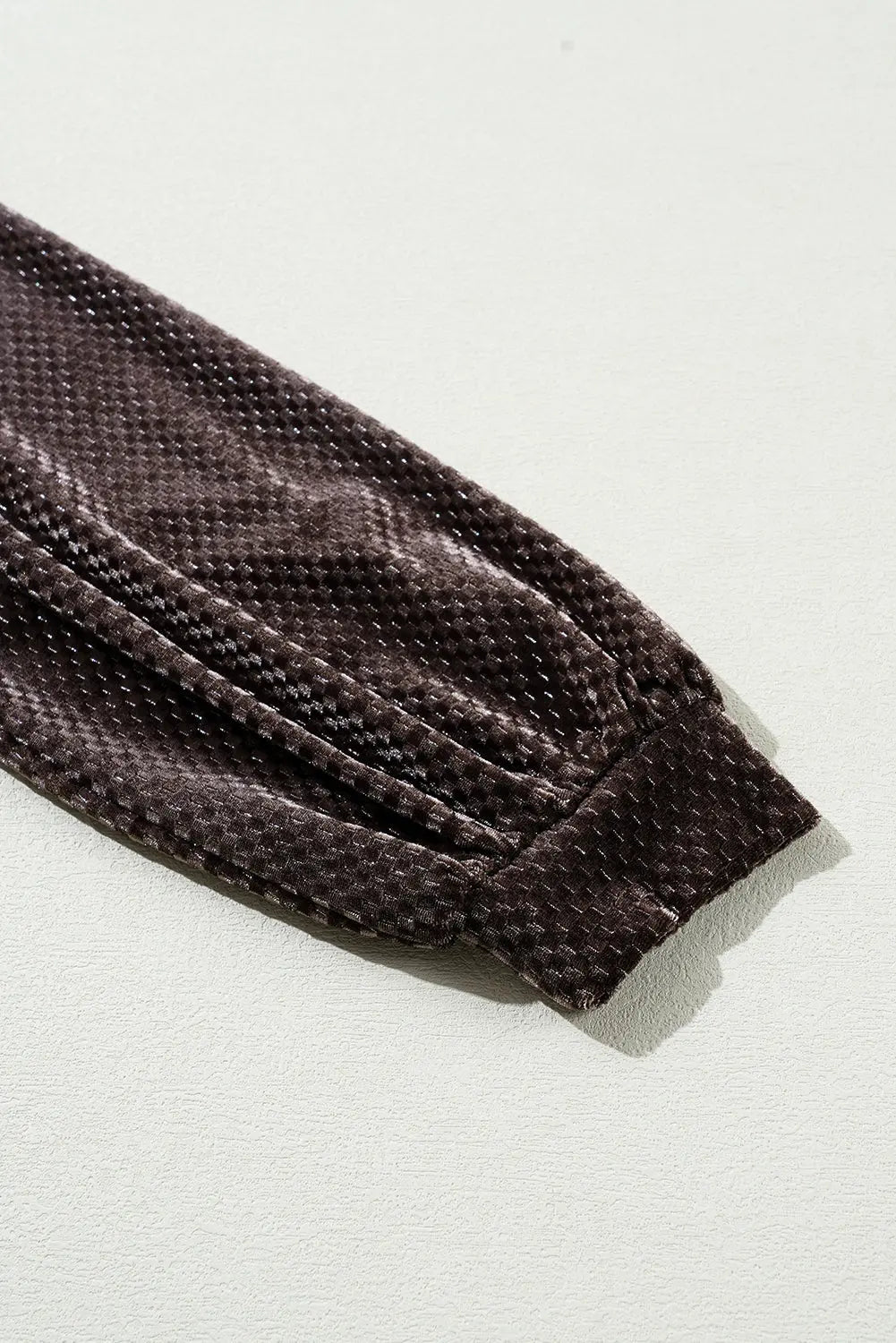 Dark Brown Textured Velvet V Neck Shift Dress - eAura