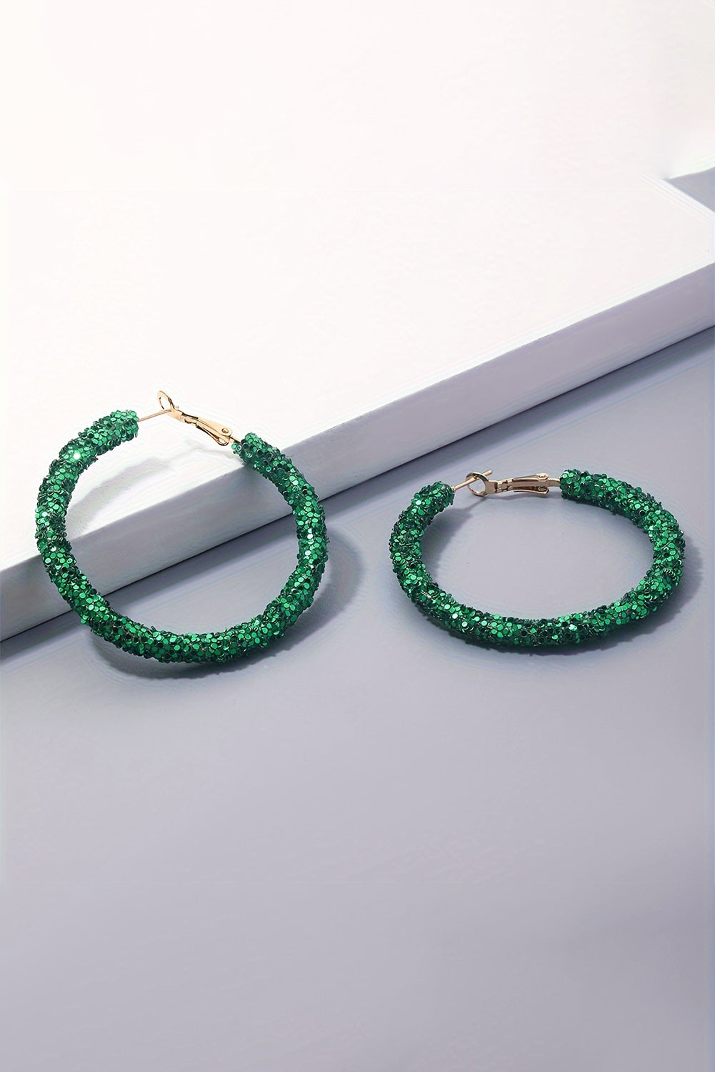 Dark Green St. Patricks Fashion Daring Sequin Loop Earrings - eAura