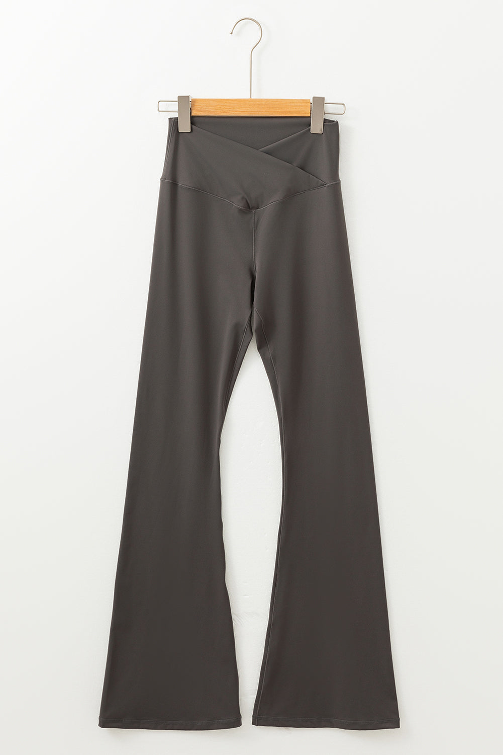 Dark Grey V Shape High Waist Flared Leggings - eAura