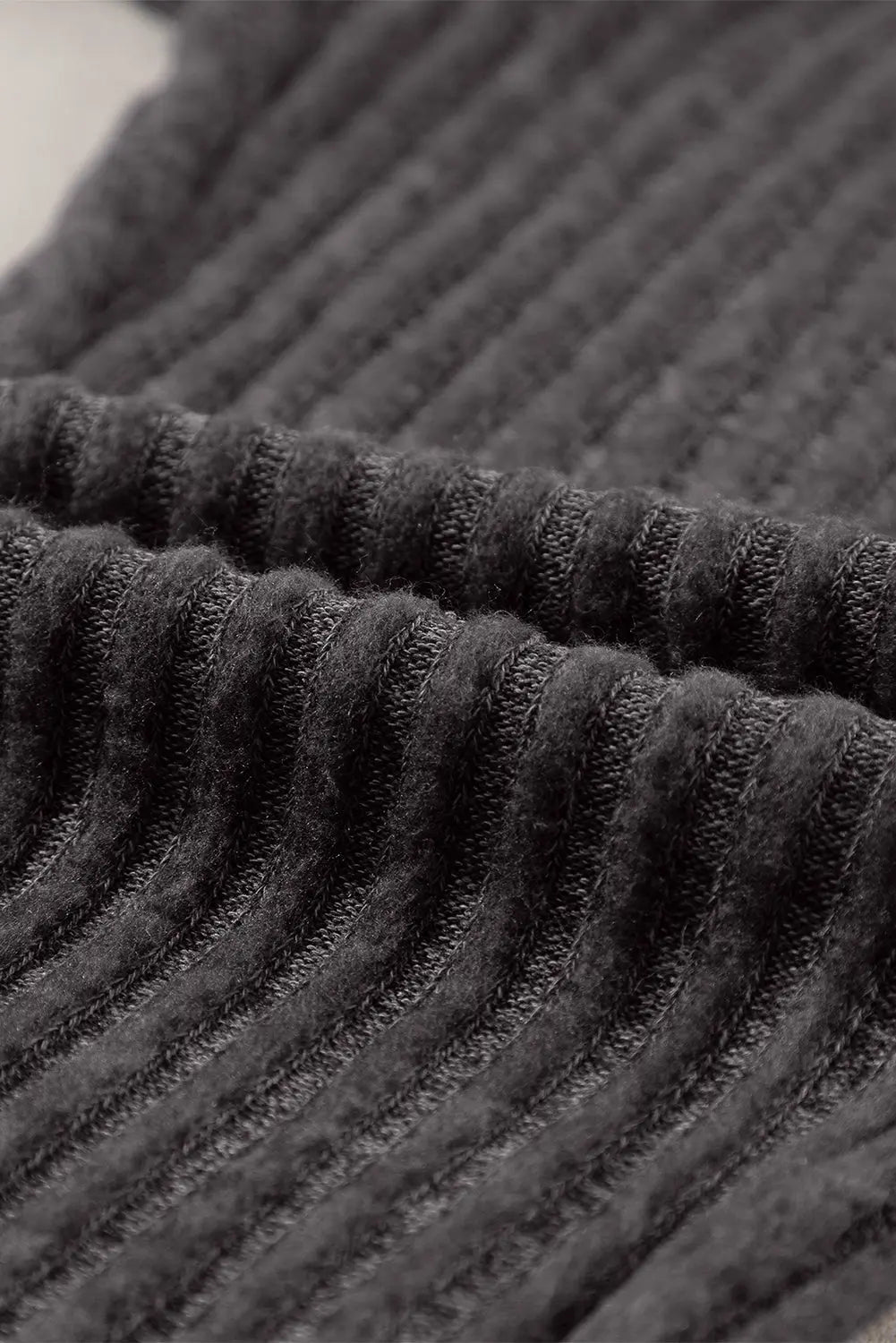 Dark Grey Wide Waistband Ribbed Textured Knit Leggings eAura