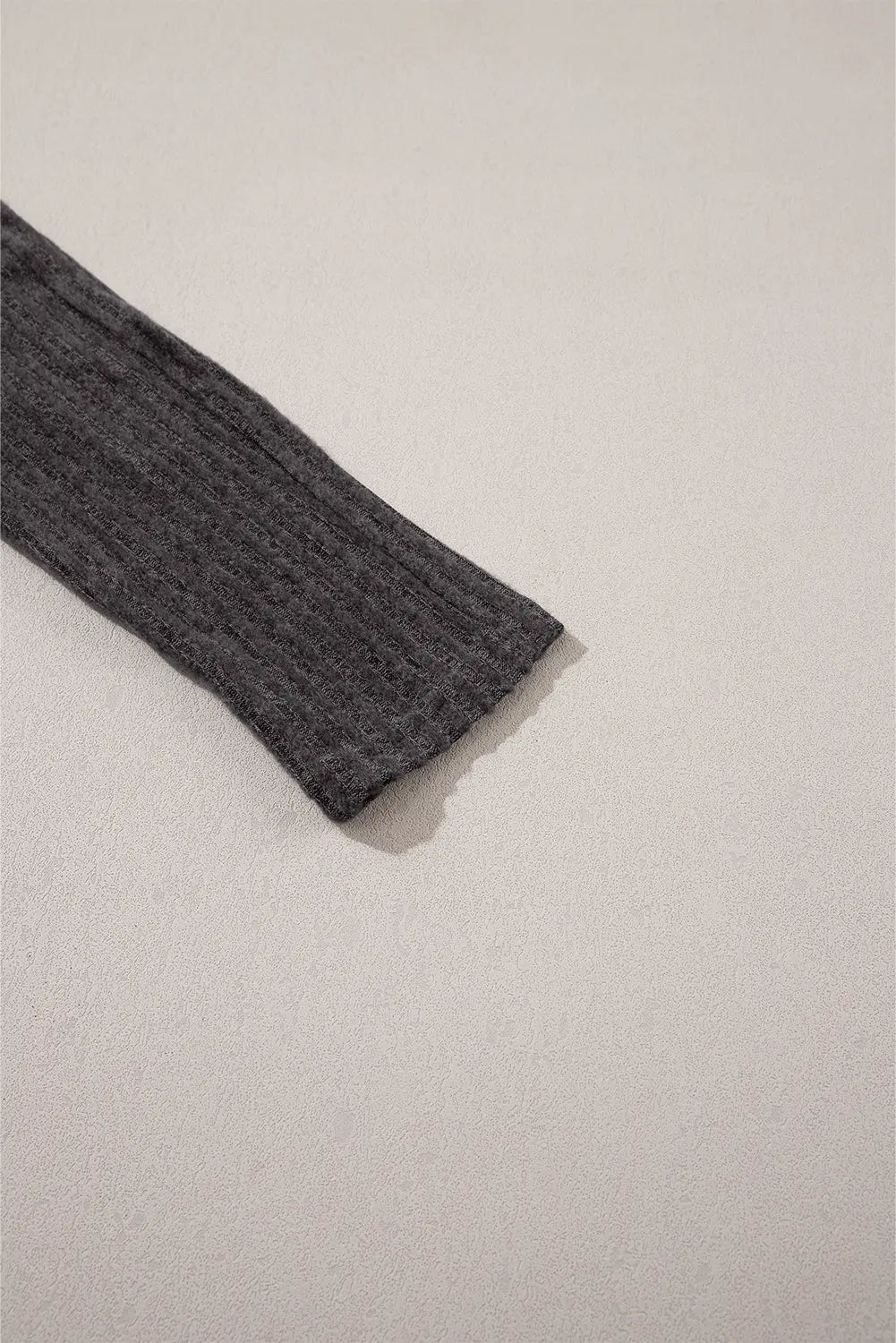 Dark Grey Wide Waistband Ribbed Textured Knit Leggings eAura