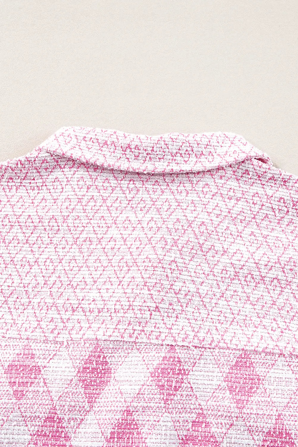 Delicacy Geometric Print Textured Flap Detail Shacket with Pocket - eAura