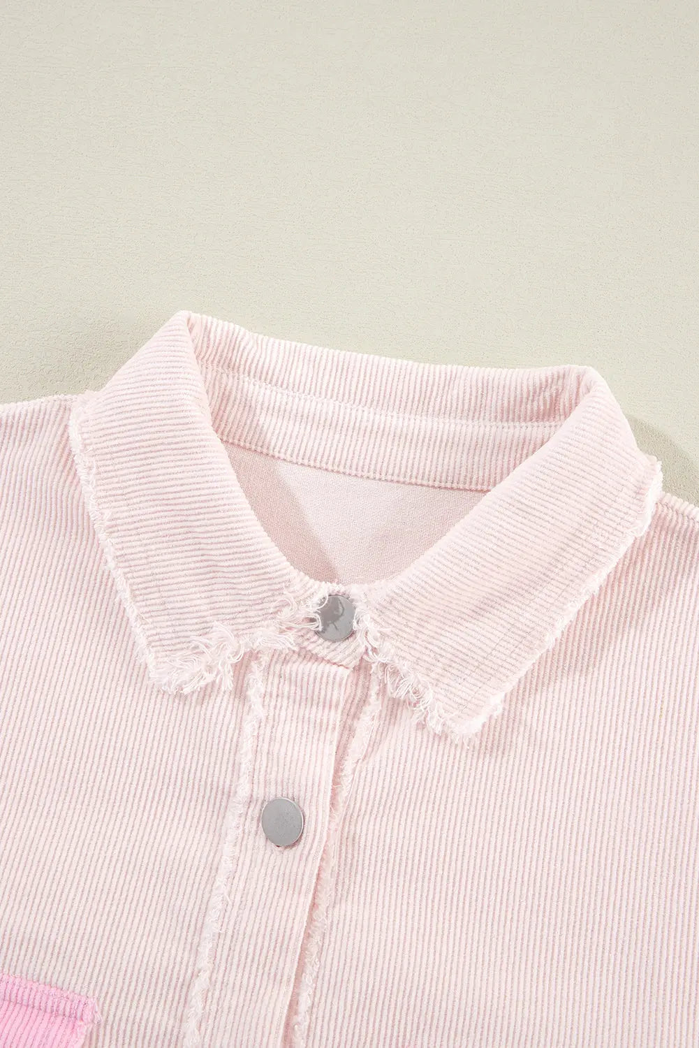 Delicacy Two-tone Colour Exposed Seam Corduroy Shacket - eAura