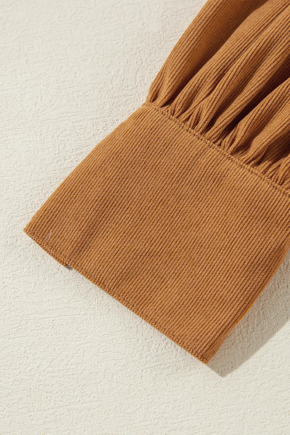 Desert Gold Corduroy Pleated Puff Sleeve Shift Short Dress Beagle Boutique Fashion Outlet