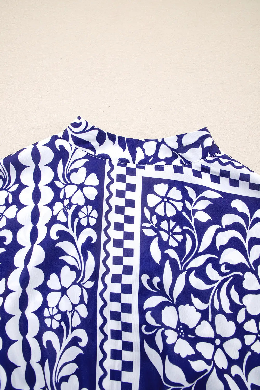 Dirty blue Shirred Waist V Neck Sleeveless Floral Print Midi Dress - eAura