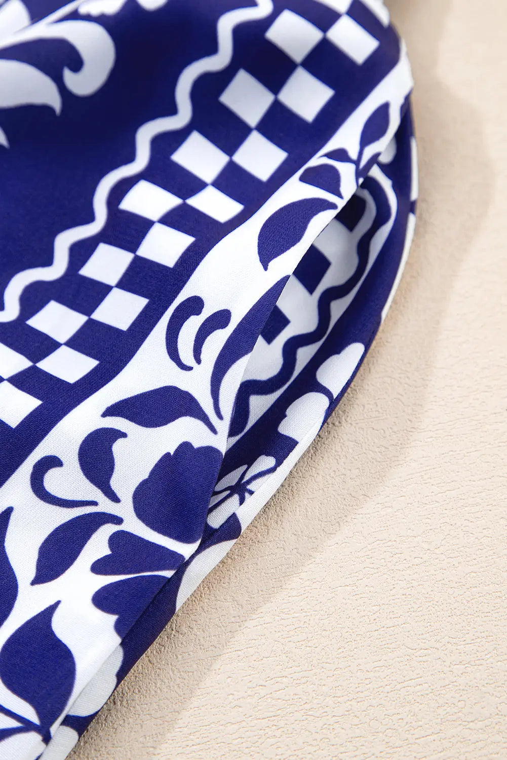 Dirty blue Shirred Waist V Neck Sleeveless Floral Print Midi Dress - eAura