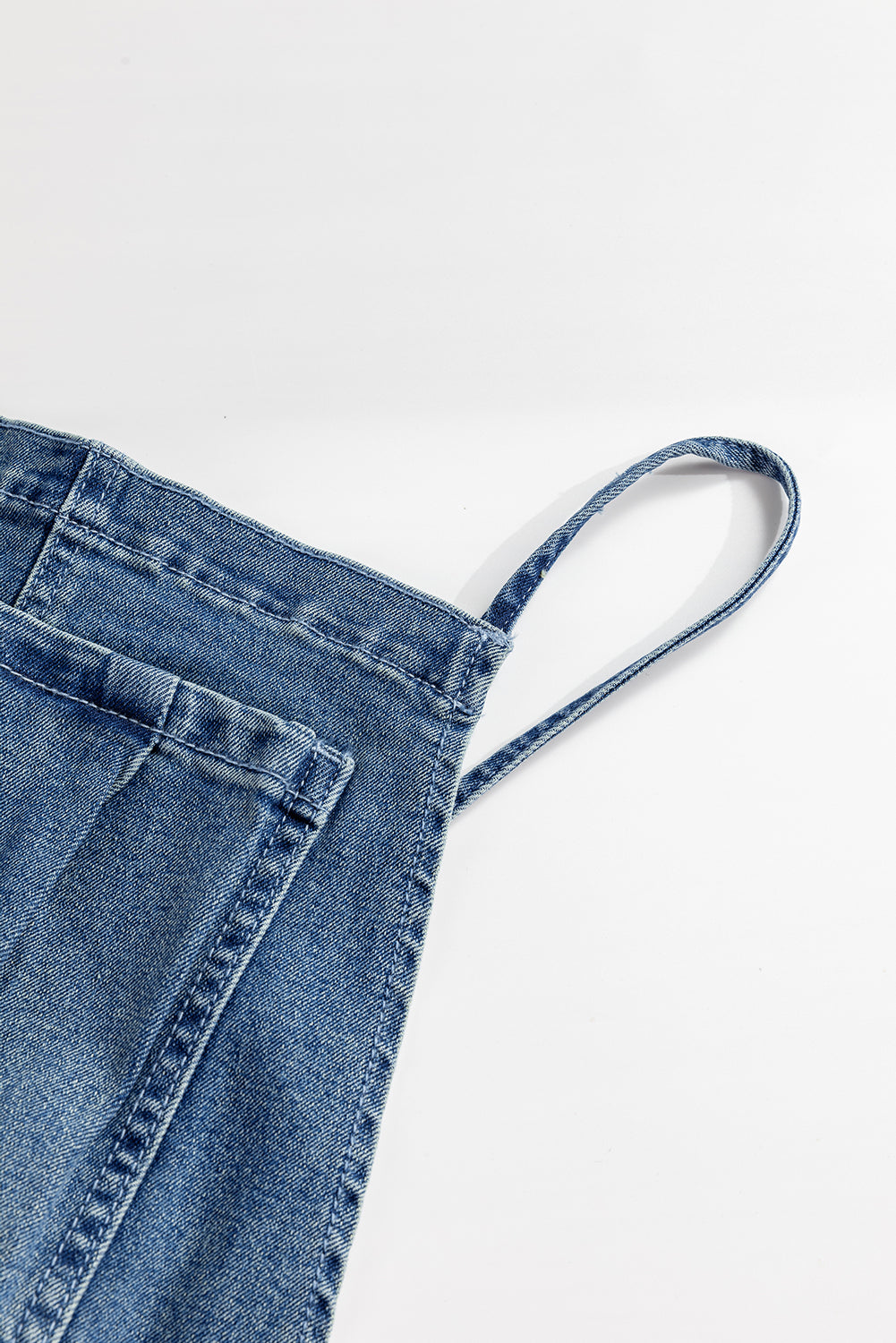 Dusk Blue Adjustable Tie Straps Cropped Wide Leg Denim Overalls - eAura