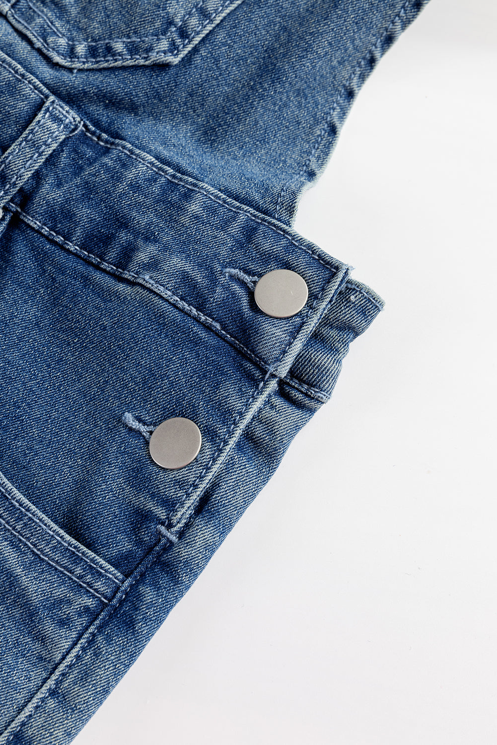 Dusk Blue Adjustable Tie Straps Cropped Wide Leg Denim Overalls - eAura