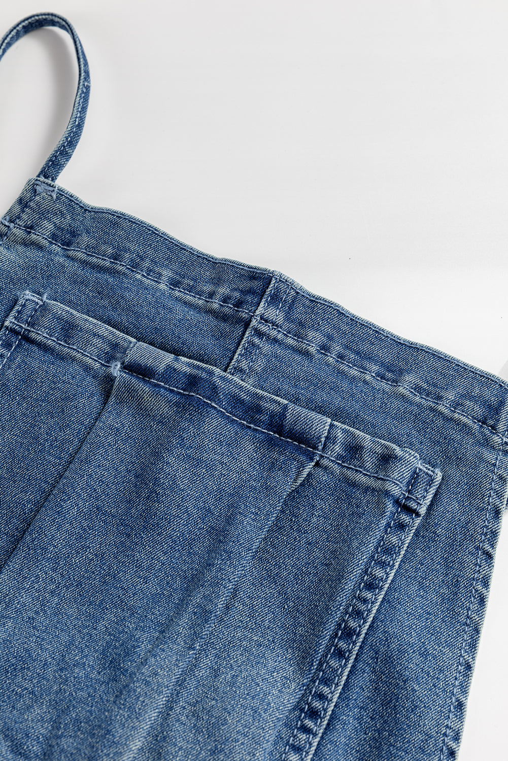 Dusk Blue Adjustable Tie Straps Cropped Wide Leg Denim Overalls - eAura