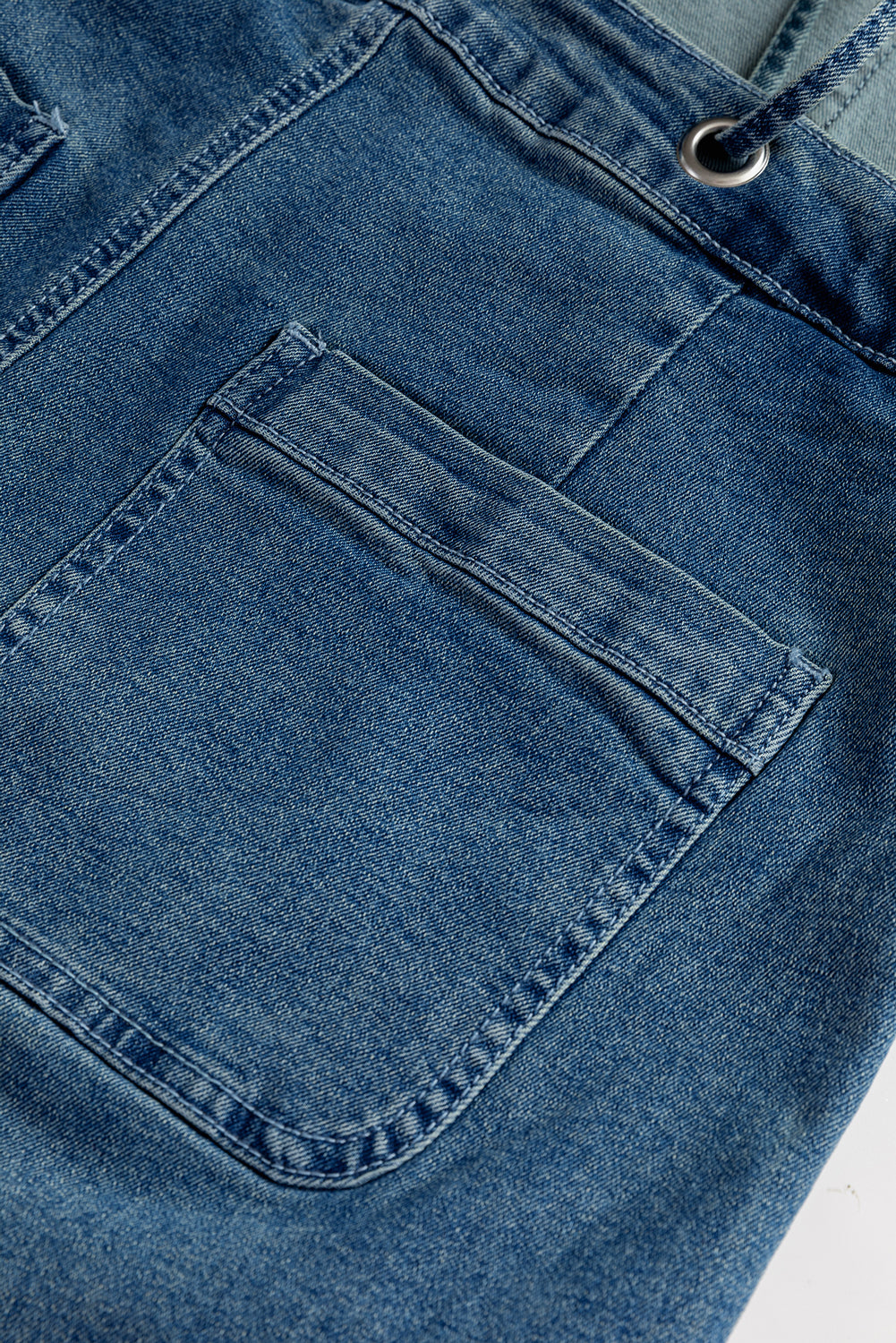 Dusk Blue Adjustable Tie Straps Cropped Wide Leg Denim Overalls - eAura