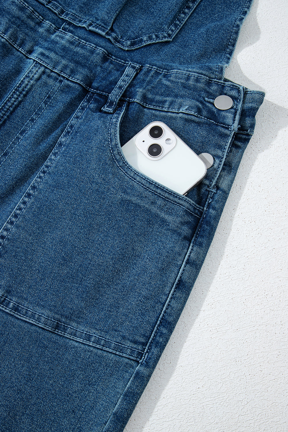 Dusk Blue Adjustable Tie Straps Cropped Wide Leg Denim Overalls - eAura