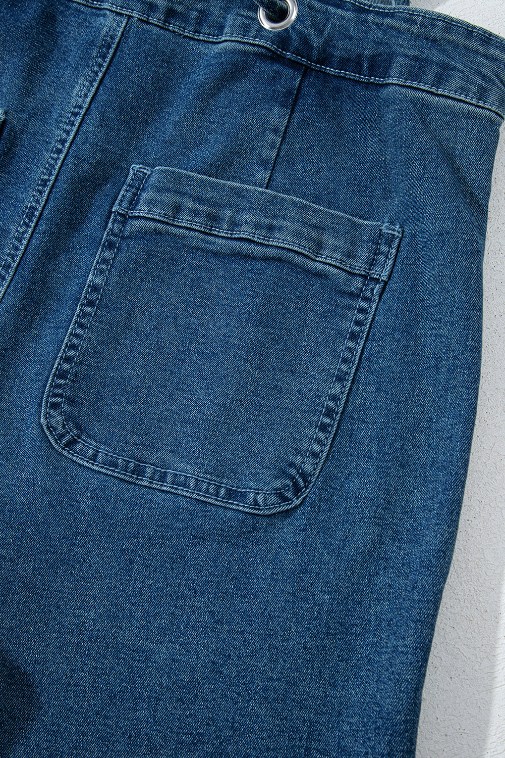 Dusk Blue Adjustable Tie Straps Cropped Wide Leg Denim Overalls - eAura