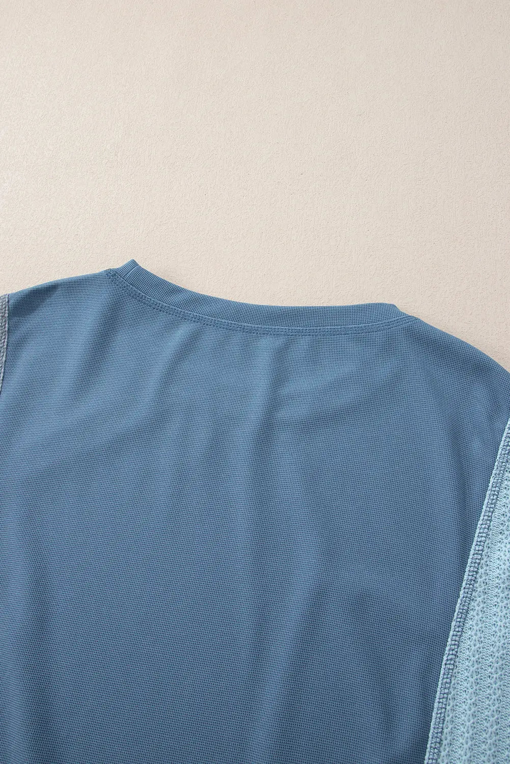 Dusk Blue Colourblock Stitching Patchwork Buttoned Long Sleeve Top Beagle Boutique Fashion Outlet