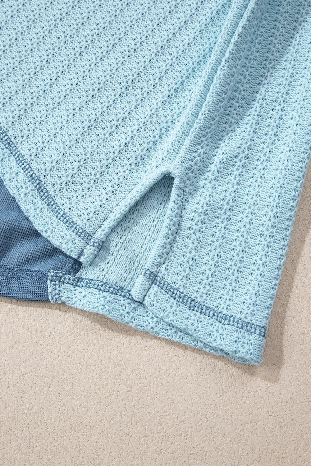 Dusk Blue Colourblock Stitching Patchwork Buttoned Long Sleeve Top Beagle Boutique Fashion Outlet