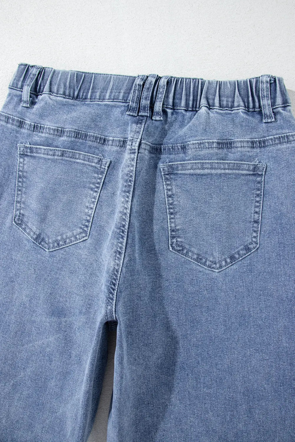 Dusk Blue Foiled Star Patchwork Straight Leg Loose Jeans - BB Fashion Outlet