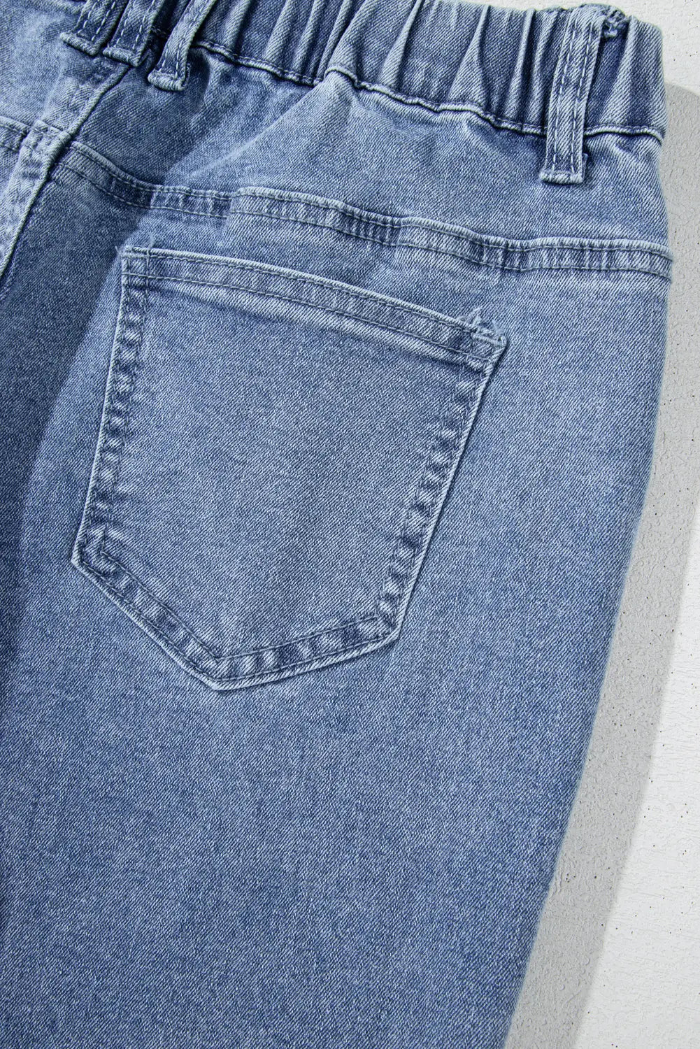 Dusk Blue Foiled Star Patchwork Straight Leg Loose Jeans - BB Fashion Outlet
