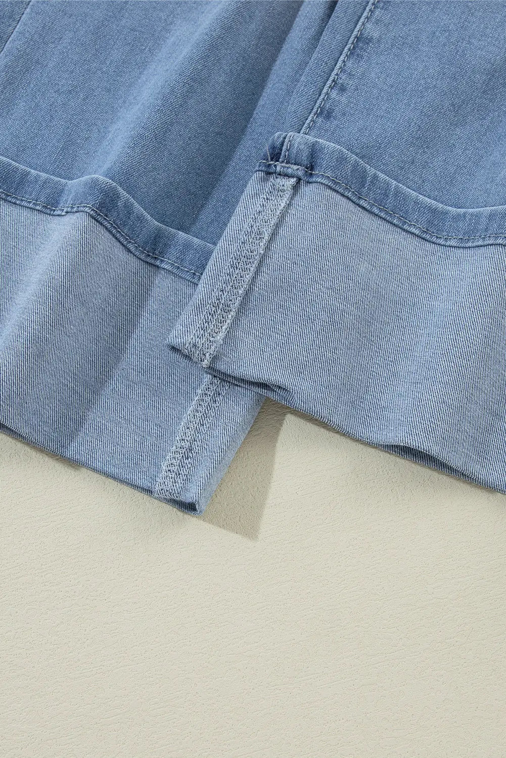 Dusk Blue High Rise Asymmetric Button Zip Fly Ripped Jeans eAura